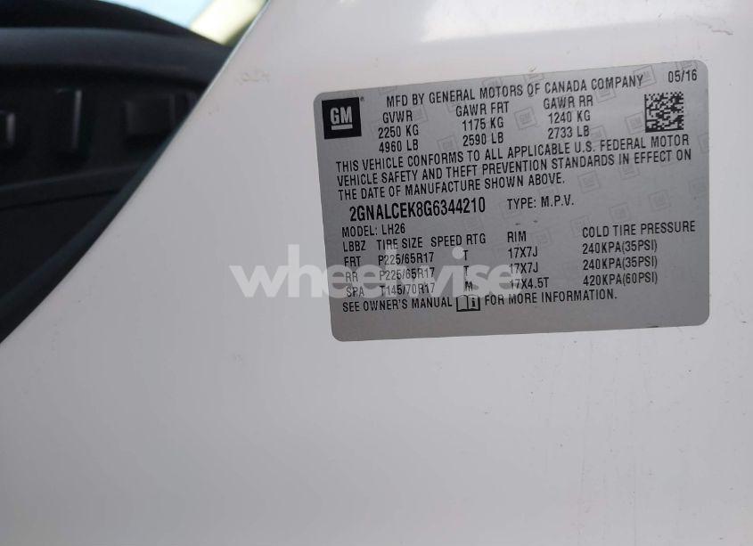 Photo 9 of 2016 Chevrolet Equinox LT (VIN 2GNALCEK8G6344210)