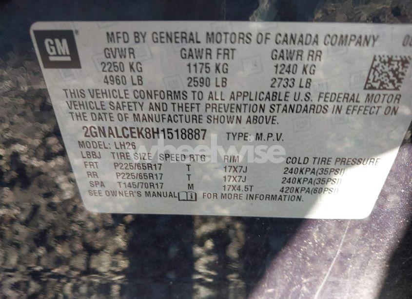 Photo 9 of 2017 Chevrolet Equinox LT (VIN 2GNALCEK8H1518887)