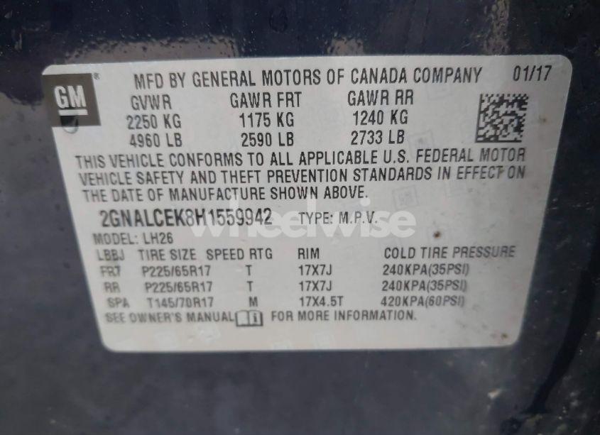 Photo 9 of 2017 Chevrolet Equinox LT (VIN 2GNALCEK8H1559942)