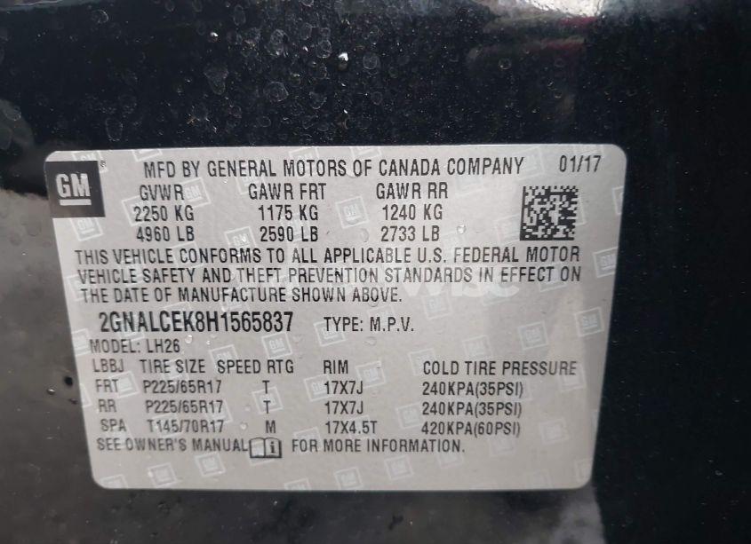 Photo 9 of 2017 Chevrolet Equinox LT (VIN 2GNALCEK8H1565837)