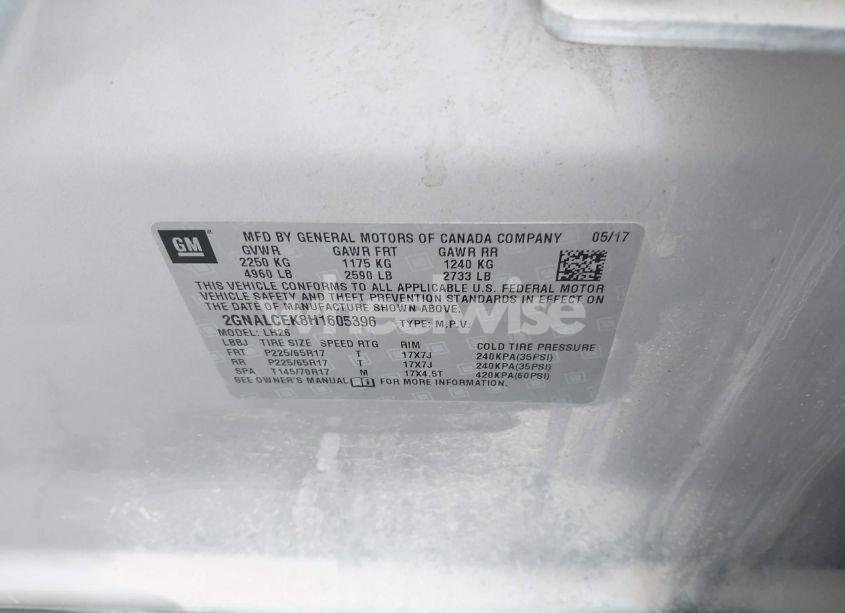 Photo 9 of 2017 Chevrolet Equinox LT (VIN 2GNALCEK8H1605396)