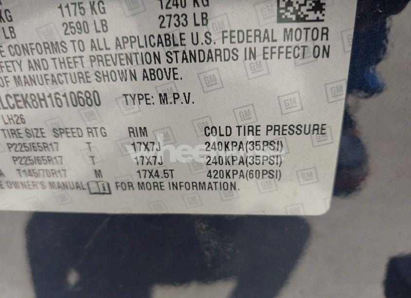 Photo 9 of 2017 Chevrolet Equinox LT (VIN 2GNALCEK8H1610680)