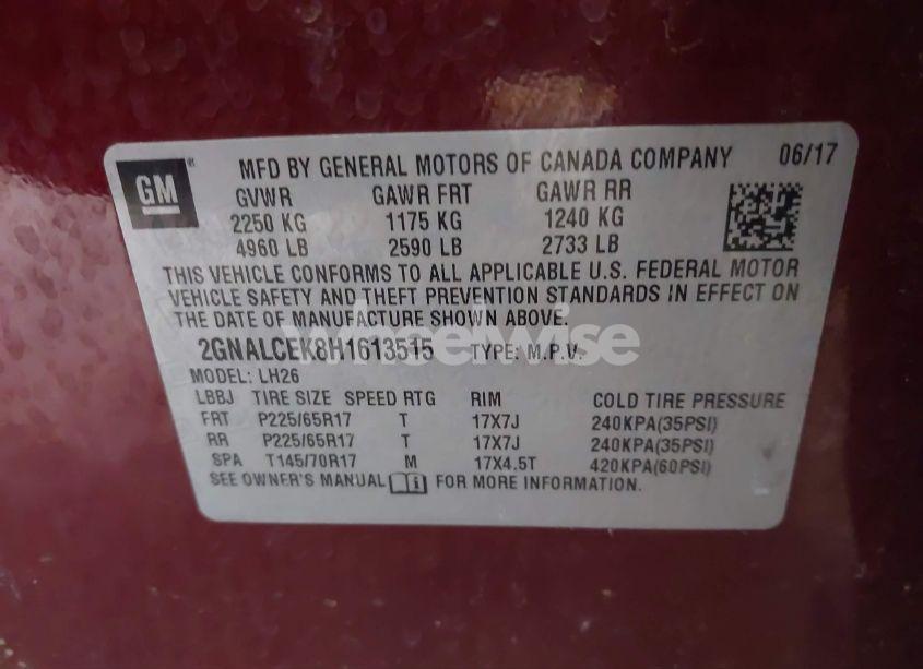 Photo 9 of 2017 Chevrolet Equinox LT (VIN 2GNALCEK8H1613515)