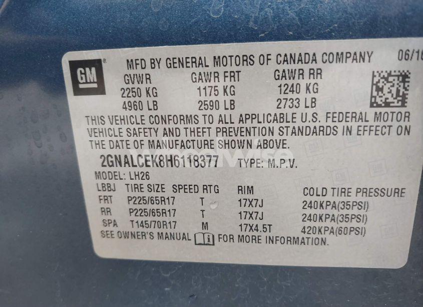 Photo 9 of 2017 Chevrolet Equinox LT (VIN 2GNALCEK8H6118377)