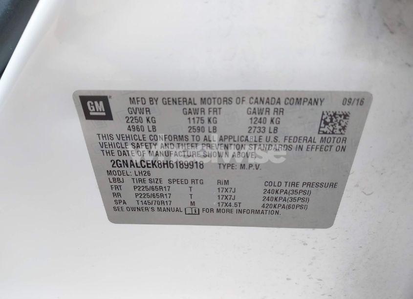 Photo 9 of 2017 Chevrolet Equinox LT (VIN 2GNALCEK8H6189918)