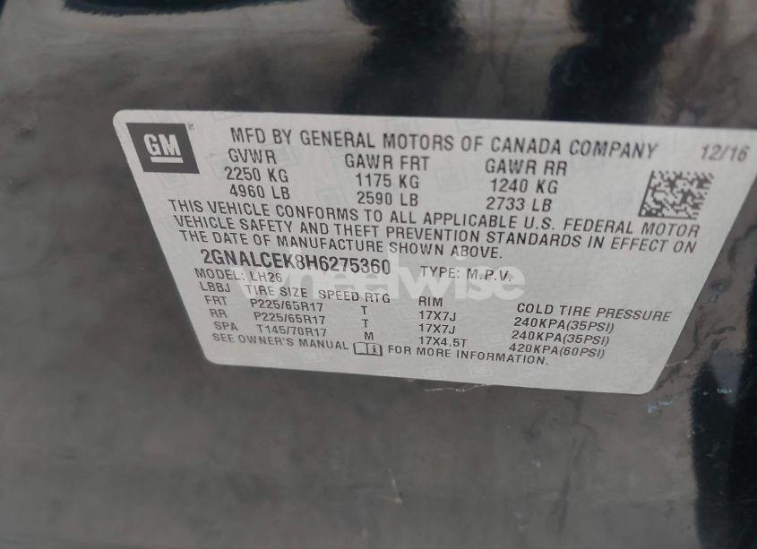 Photo 9 of 2017 Chevrolet Equinox LT (VIN 2GNALCEK8H6275360)