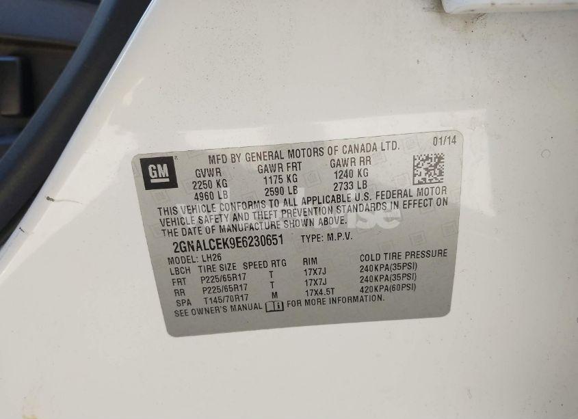 Photo 9 of 2014 Chevrolet Equinox 2LT (VIN 2GNALCEK9E6230651)