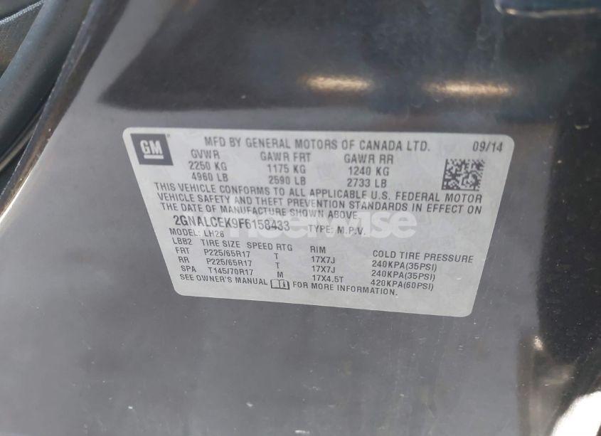 Photo 9 of 2015 Chevrolet Equinox 2LT (VIN 2GNALCEK9F6158433)