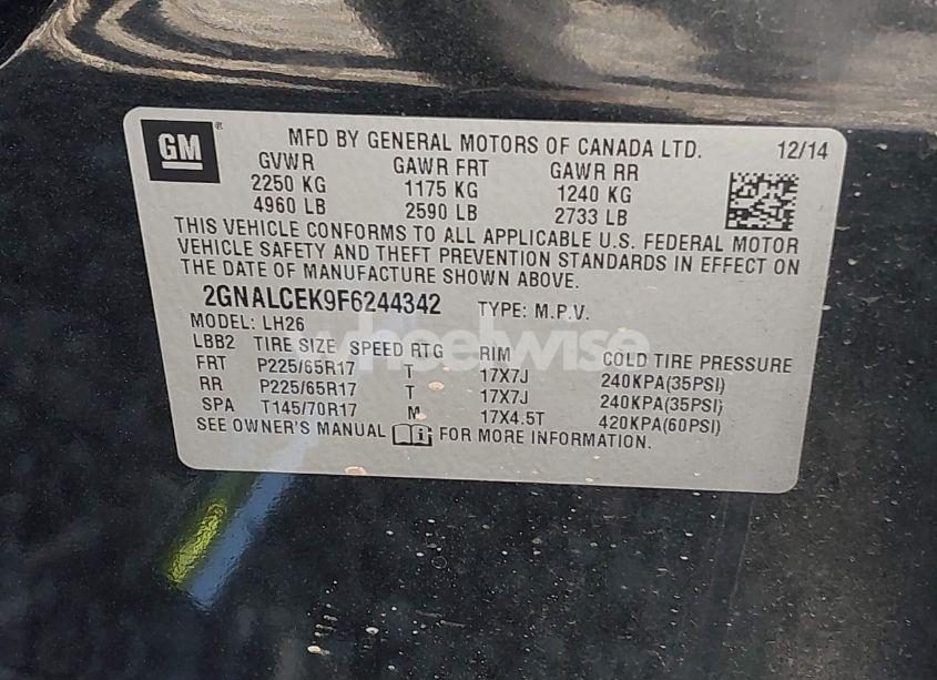 Photo 9 of 2015 Chevrolet Equinox 2LT (VIN 2GNALCEK9F6244342)