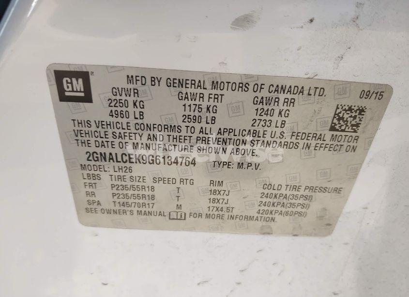 Photo 9 of 2016 Chevrolet Equinox LT (VIN 2GNALCEK9G6134764)