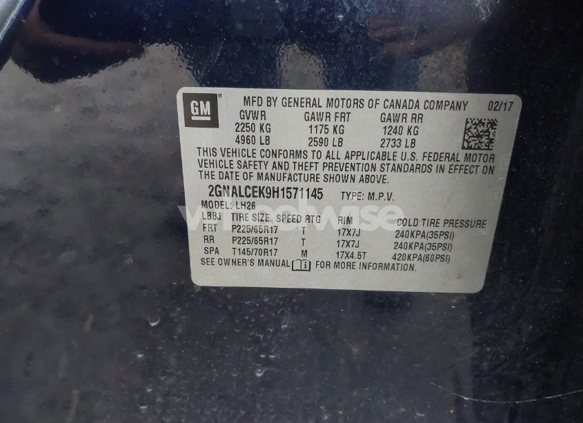 Photo 9 of 2017 Chevrolet Equinox LT (VIN 2GNALCEK9H1571145)