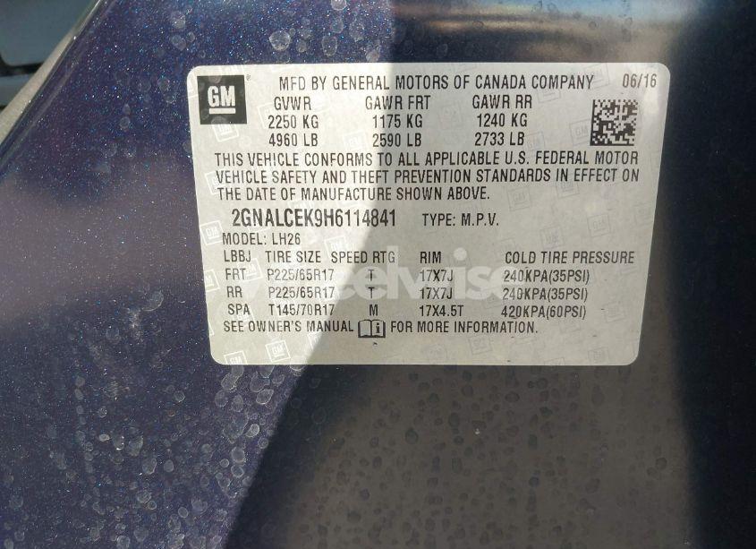 Photo 9 of 2017 Chevrolet Equinox LT (VIN 2GNALCEK9H6114841)