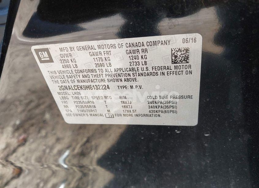 Photo 9 of 2017 Chevrolet Equinox LT (VIN 2GNALCEK9H6132224)