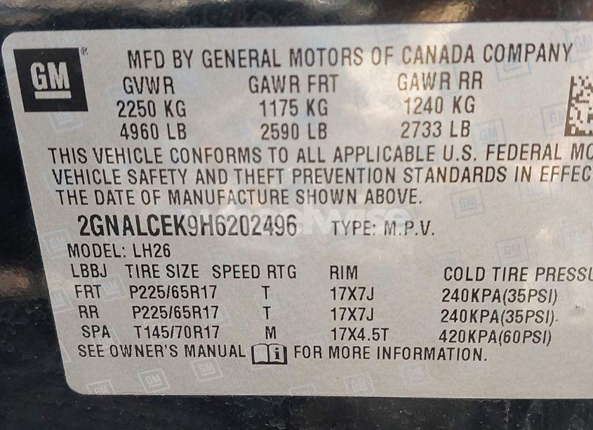 Photo 9 of 2017 Chevrolet Equinox LT (VIN 2GNALCEK9H6202496)