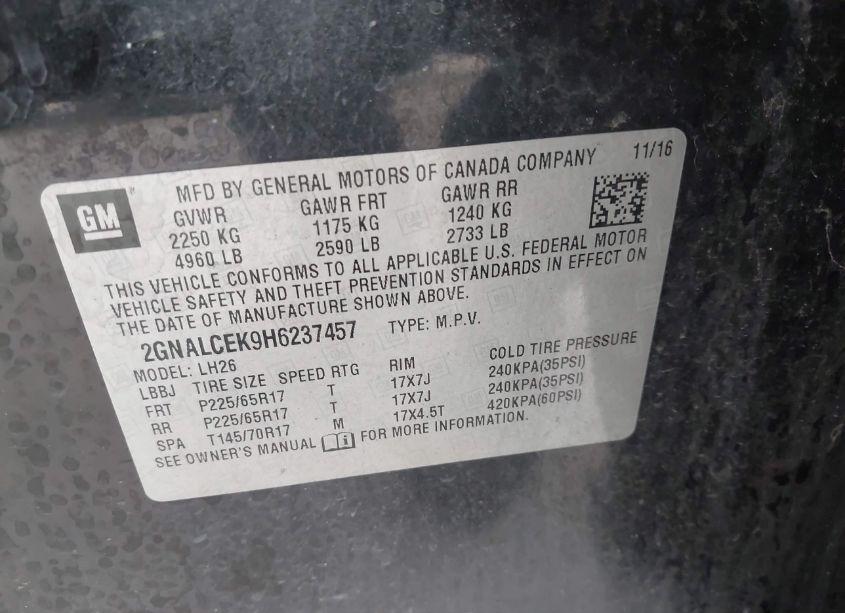 Photo 9 of 2017 Chevrolet Equinox LT (VIN 2GNALCEK9H6237457)