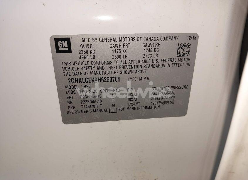 Photo 9 of 2017 Chevrolet Equinox LT (VIN 2GNALCEK9H6260706)