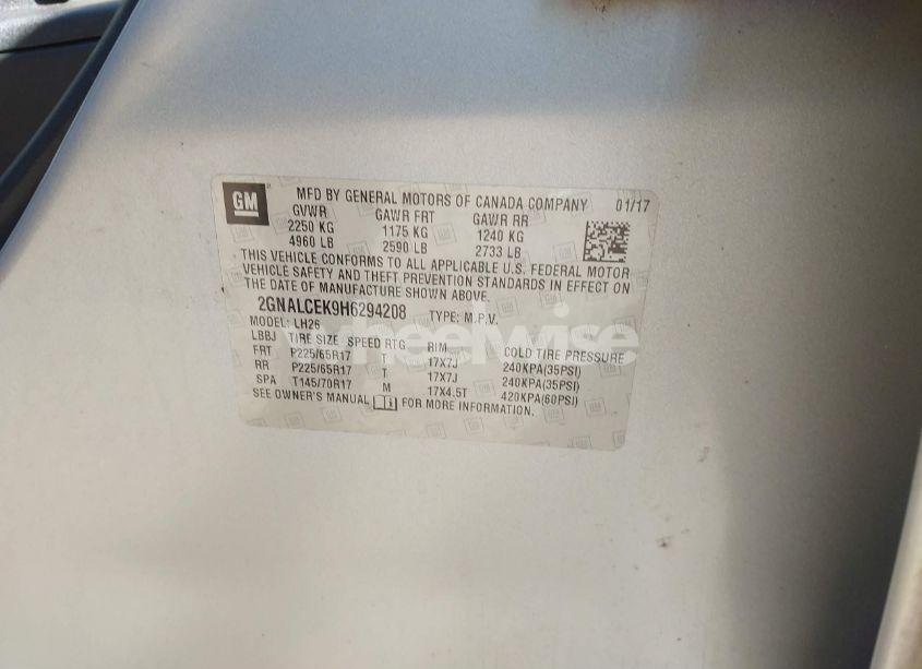 Photo 9 of 2017 Chevrolet Equinox LT (VIN 2GNALCEK9H6294208)