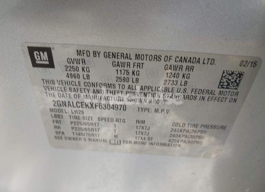 Photo 9 of 2015 Chevrolet Equinox 2LT (VIN 2GNALCEKXF6304970)