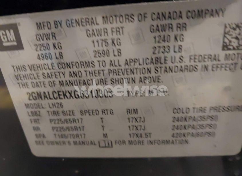 Photo 9 of 2016 Chevrolet Equinox LT (VIN 2GNALCEKXG6310303)