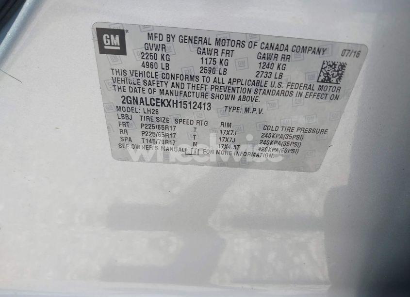 Photo 9 of 2017 Chevrolet Equinox LT (VIN 2GNALCEKXH1512413)