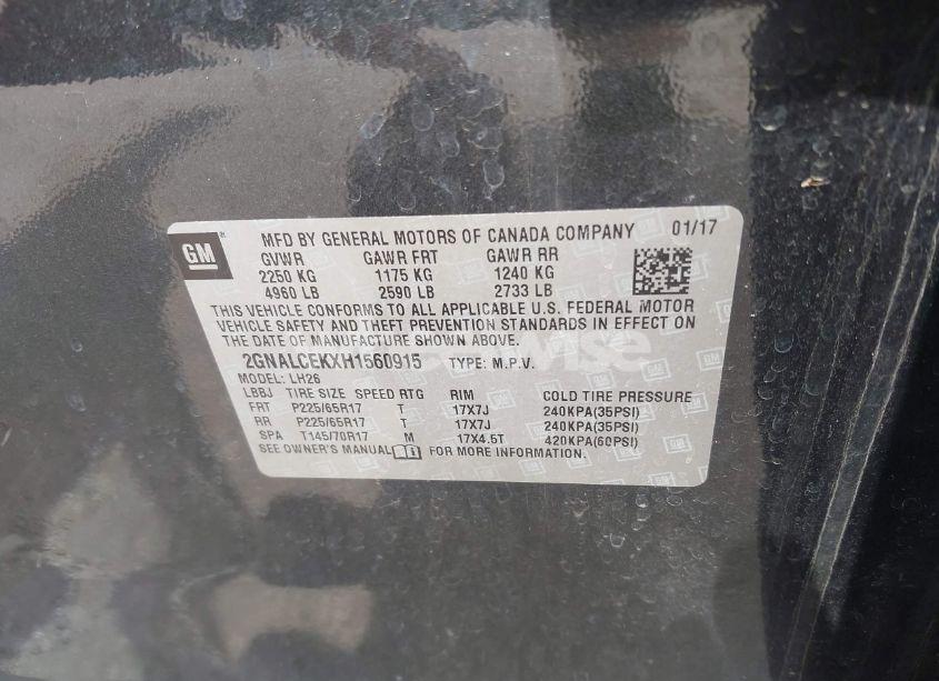 Photo 9 of 2017 Chevrolet Equinox LT (VIN 2GNALCEKXH1560915)