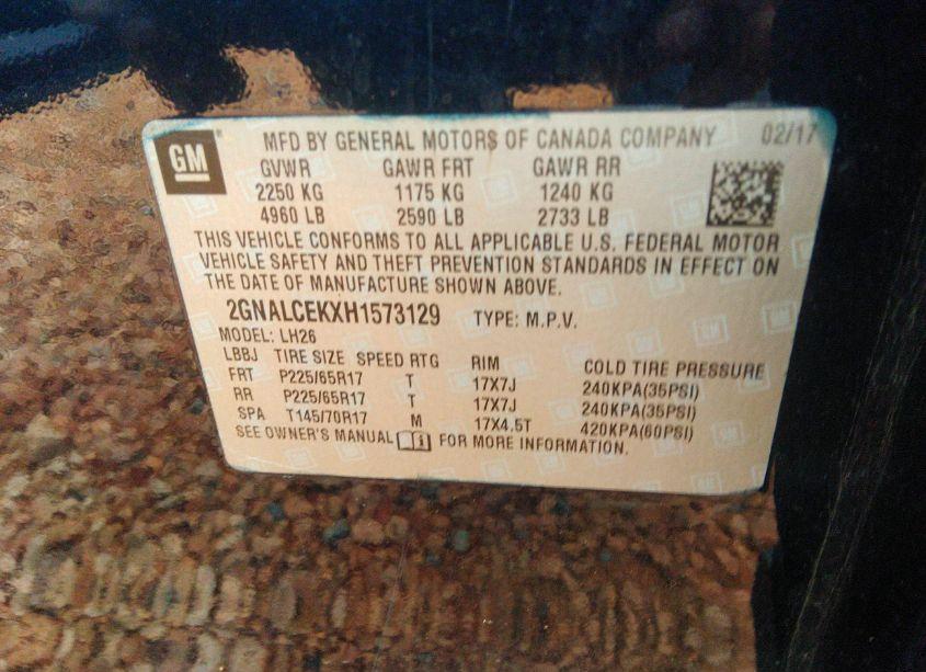 Photo 9 of 2017 Chevrolet Equinox LT (VIN 2GNALCEKXH1573129)