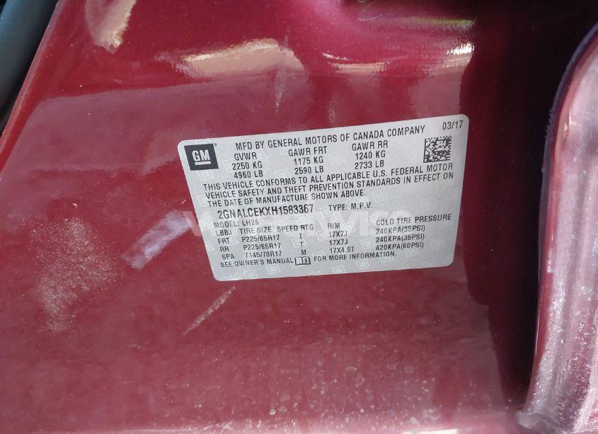 Photo 9 of 2017 Chevrolet Equinox LT (VIN 2GNALCEKXH1583367)