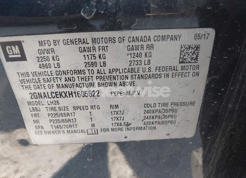 Photo 9 of 2017 Chevrolet Equinox LT (VIN 2GNALCEKXH1605822)