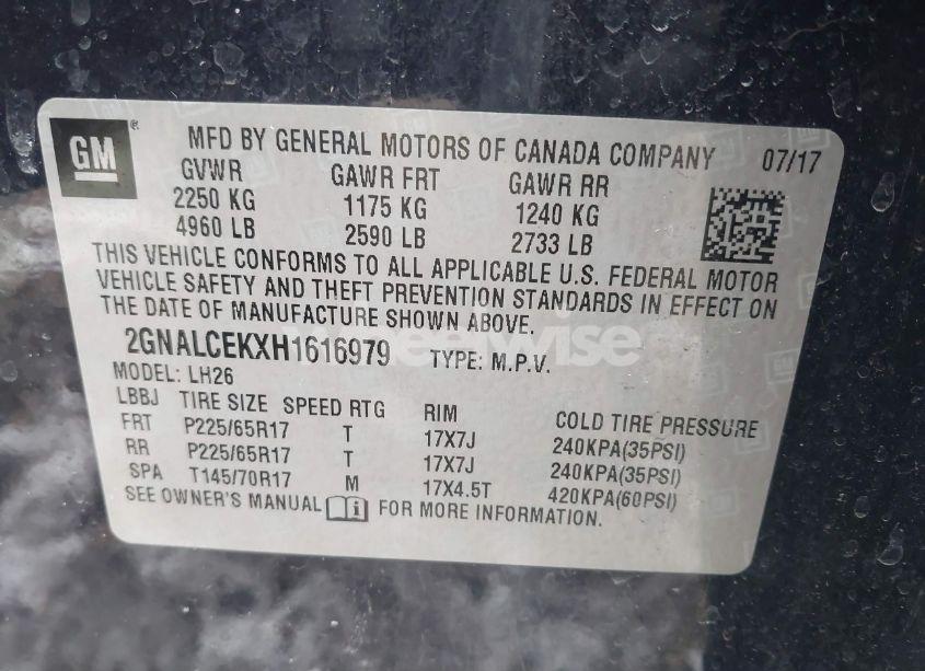 Photo 9 of 2017 Chevrolet Equinox LT (VIN 2GNALCEKXH1616979)