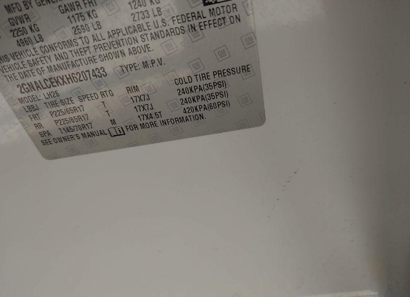 Photo 9 of 2017 Chevrolet Equinox LT (VIN 2GNALCEKXH6207433)