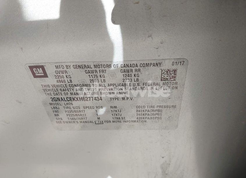 Photo 9 of 2017 Chevrolet Equinox LT (VIN 2GNALCEKXH6277434)