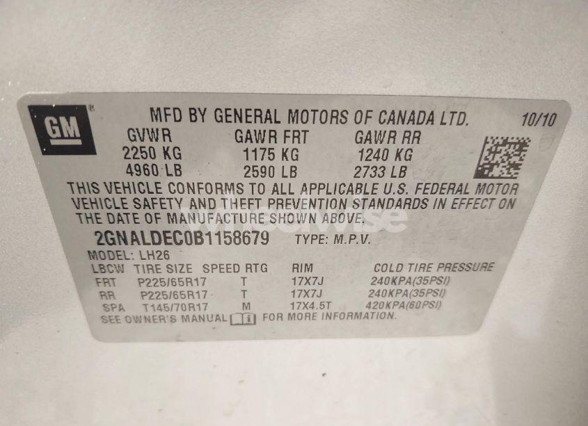 Photo 9 of 2011 Chevrolet Equinox 1LT (VIN 2GNALDEC0B1158679)