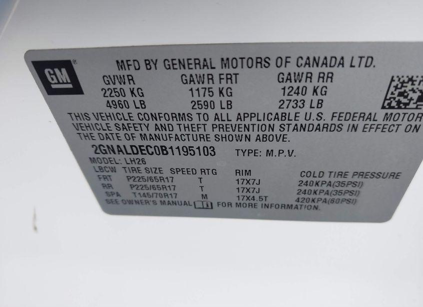 Photo 9 of 2011 Chevrolet Equinox 1LT (VIN 2GNALDEC0B1195103)