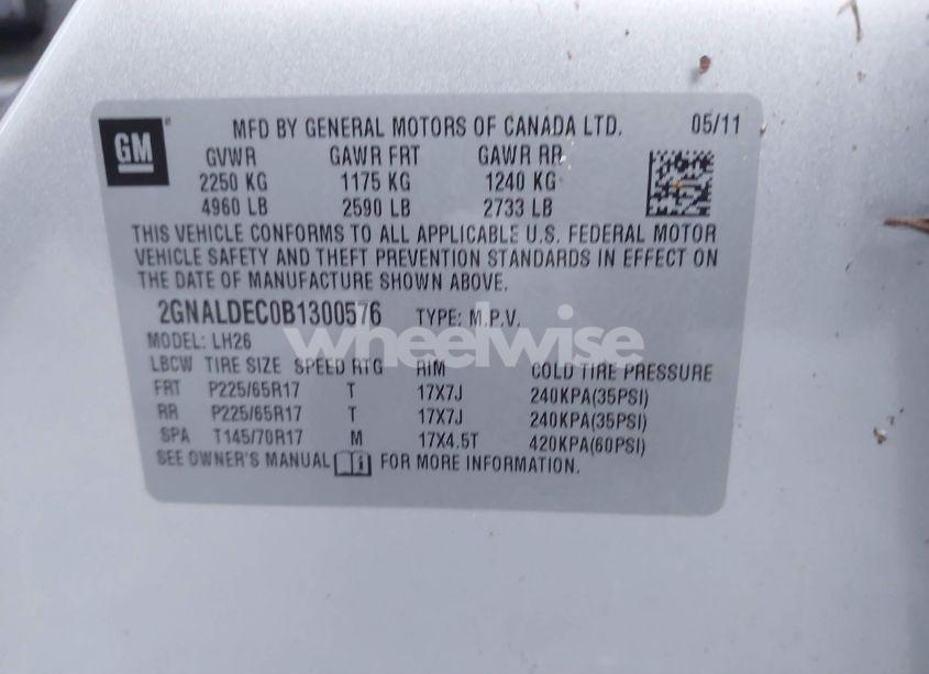 Photo 9 of 2011 Chevrolet Equinox 1LT (VIN 2GNALDEC0B1300576)