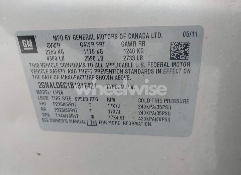 Photo 9 of 2011 Chevrolet Equinox 1LT (VIN 2GNALDEC1B1317421)