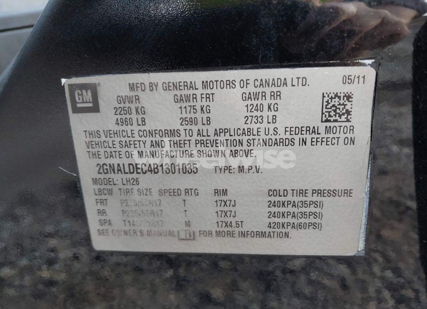 Photo 9 of 2011 Chevrolet Equinox 1LT (VIN 2GNALDEC4B1301035)