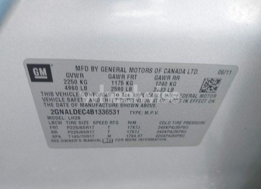 Photo 9 of 2011 Chevrolet Equinox 1LT (VIN 2GNALDEC4B1336531)