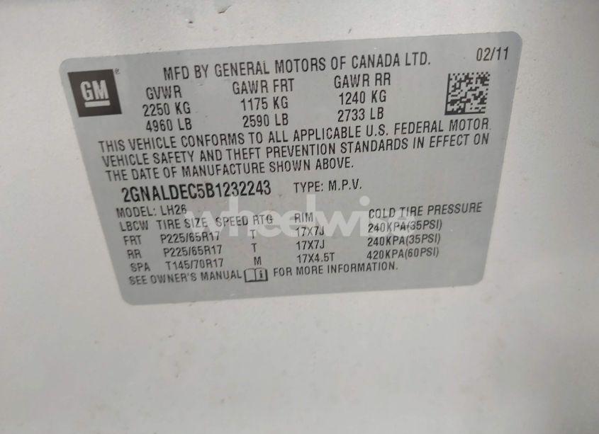 Photo 9 of 2011 Chevrolet Equinox 1LT (VIN 2GNALDEC5B1232243)