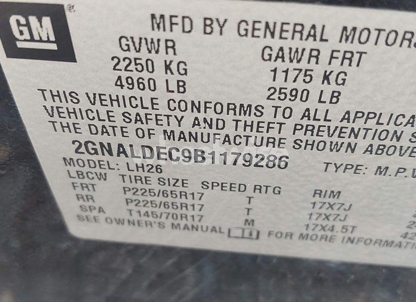 Photo 9 of 2011 Chevrolet Equinox 1LT (VIN 2GNALDEC9B1179286)