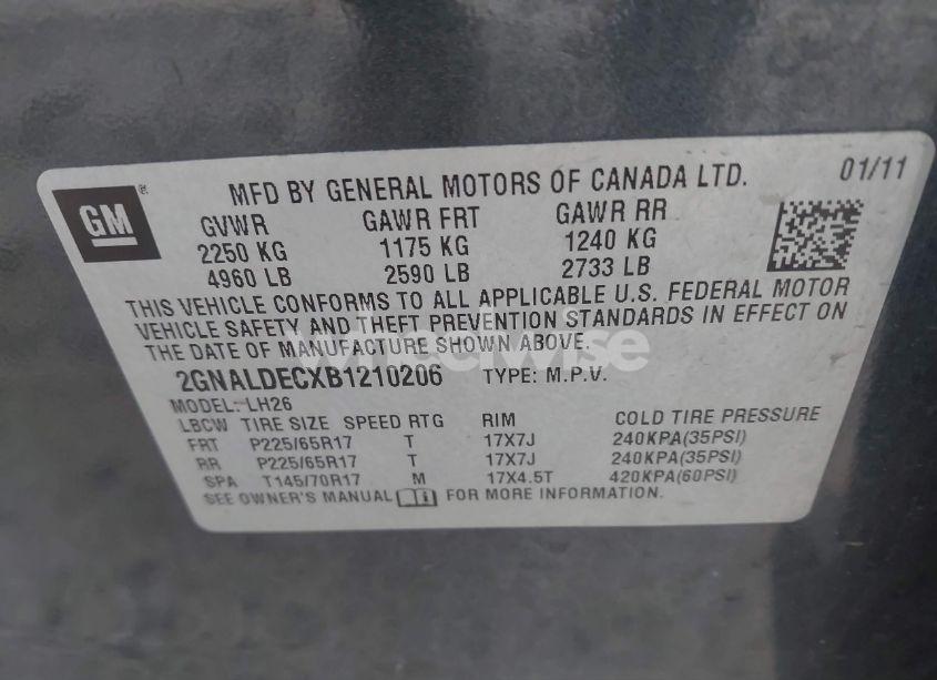 Photo 9 of 2011 Chevrolet Equinox 1LT (VIN 2GNALDECXB1210206)