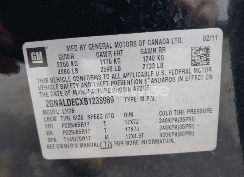 Photo 9 of 2011 Chevrolet Equinox 1LT (VIN 2GNALDECXB1238989)