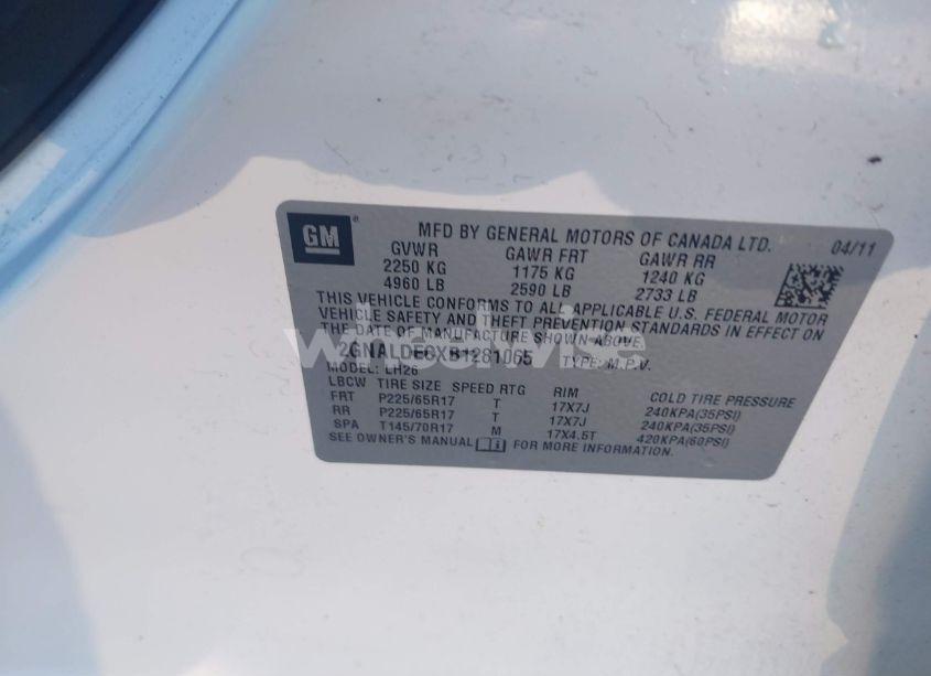 Photo 9 of 2011 Chevrolet Equinox 1LT (VIN 2GNALDECXB1281065)