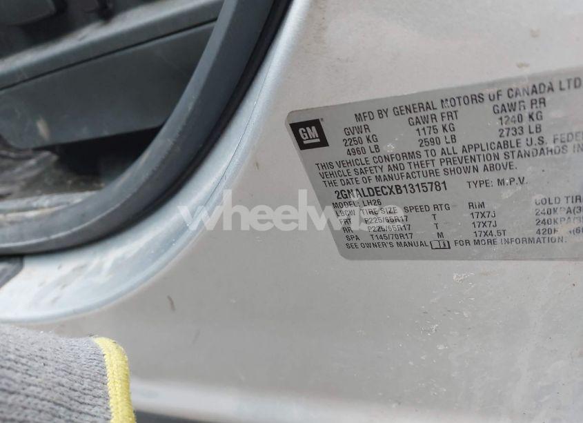 Photo 9 of 2011 Chevrolet Equinox 1LT (VIN 2GNALDECXB1315781)