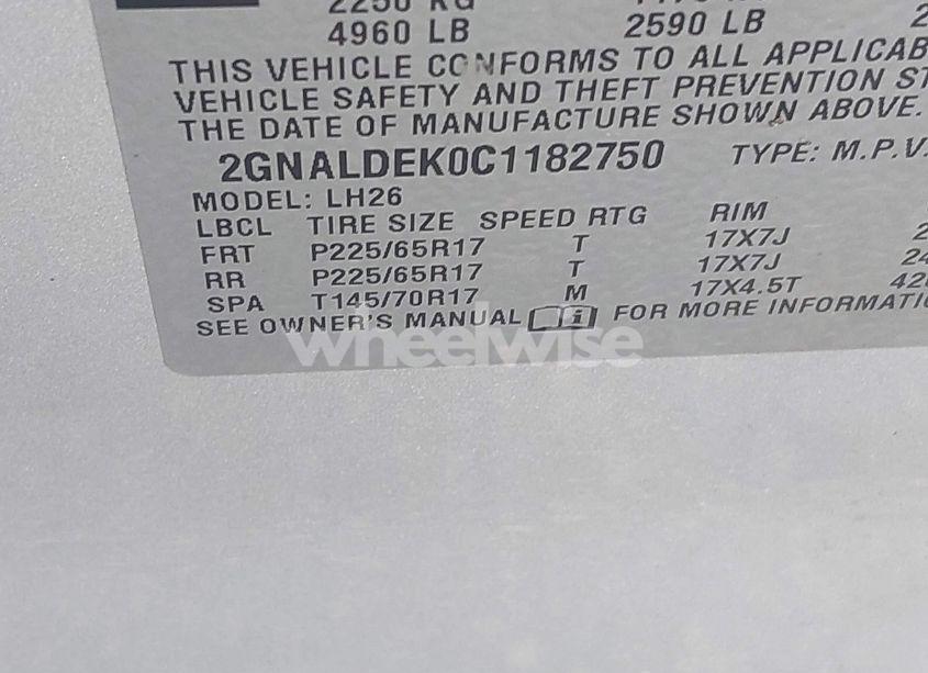 Photo 9 of 2012 Chevrolet Equinox 1LT (VIN 2GNALDEK0C1182750)