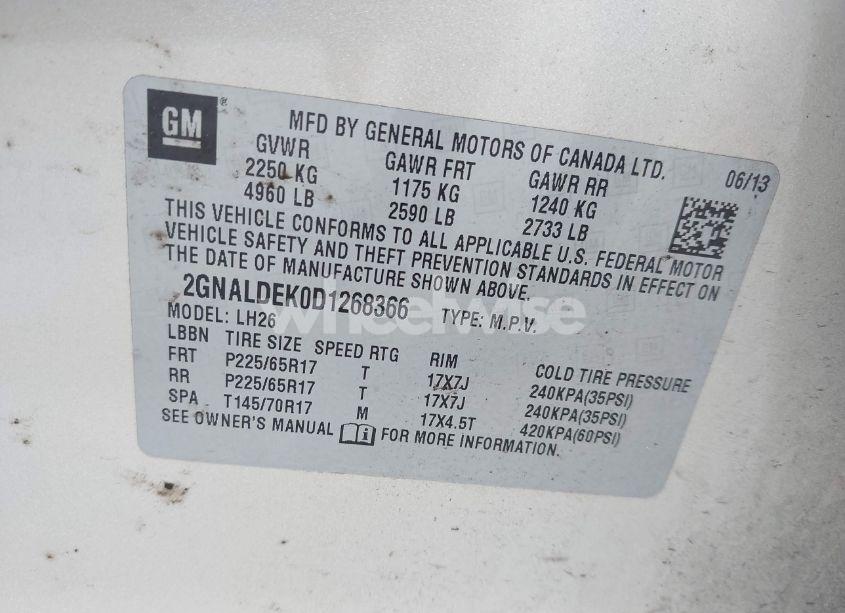 Photo 9 of 2013 Chevrolet Equinox 1LT (VIN 2GNALDEK0D1268366)