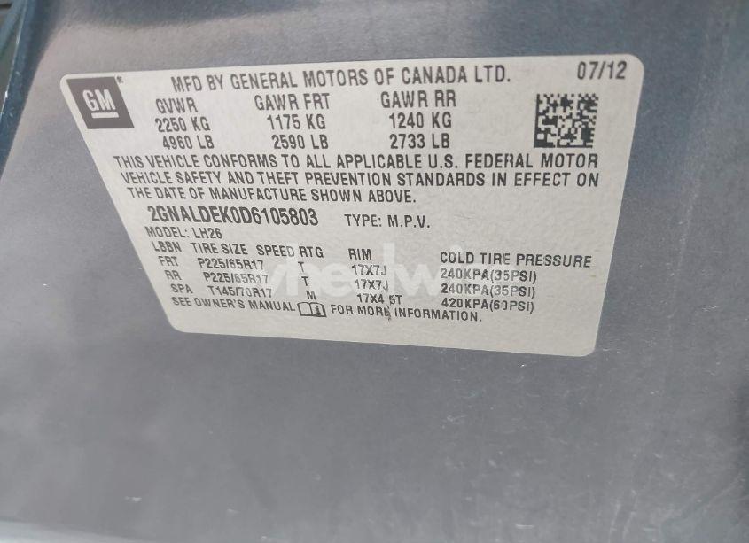 Photo 9 of 2013 Chevrolet Equinox 1LT (VIN 2GNALDEK0D6105803)