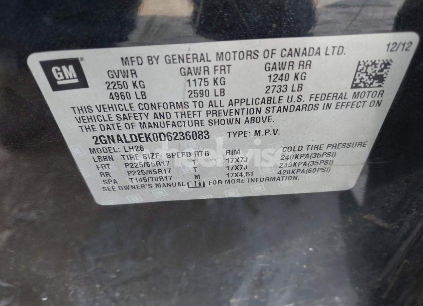 Photo 9 of 2013 Chevrolet Equinox 1LT (VIN 2GNALDEK0D6236083)