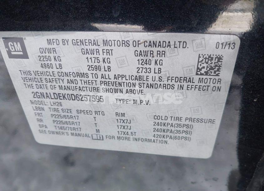 Photo 9 of 2013 Chevrolet Equinox 1LT (VIN 2GNALDEK0D6257595)