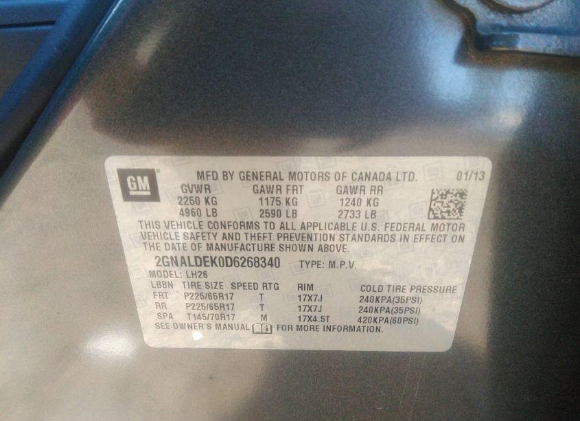 Photo 9 of 2013 Chevrolet Equinox 1LT (VIN 2GNALDEK0D6268340)