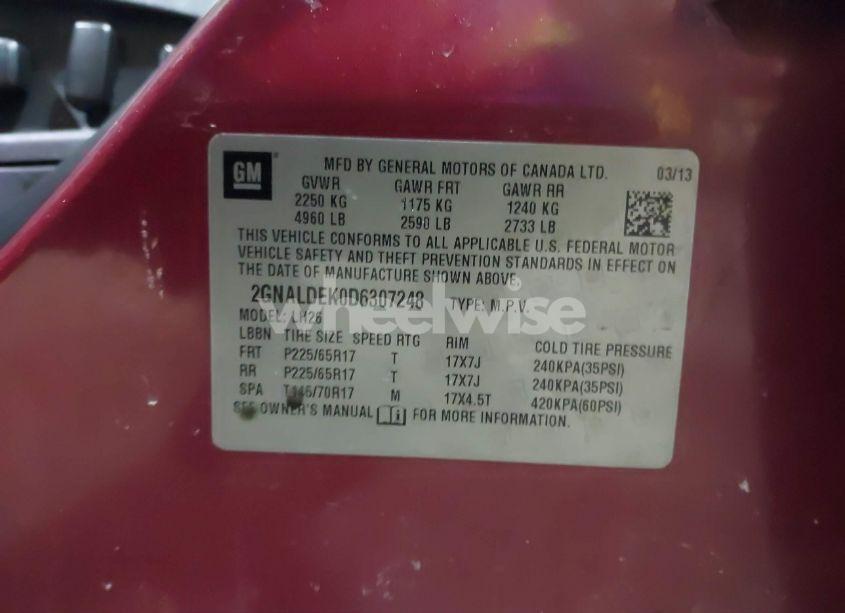 Photo 9 of 2013 Chevrolet Equinox 1LT (VIN 2GNALDEK0D6307248)